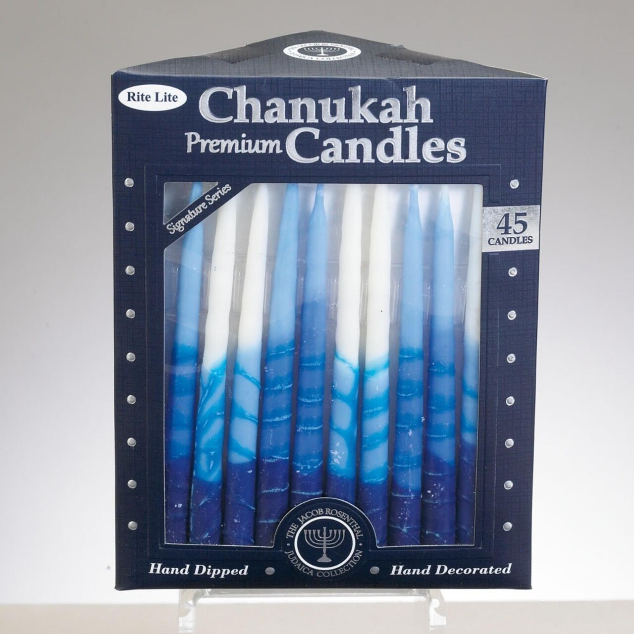 Rite Lite Blue and White Hand Dipped Hanukkah Taper Candles 6"